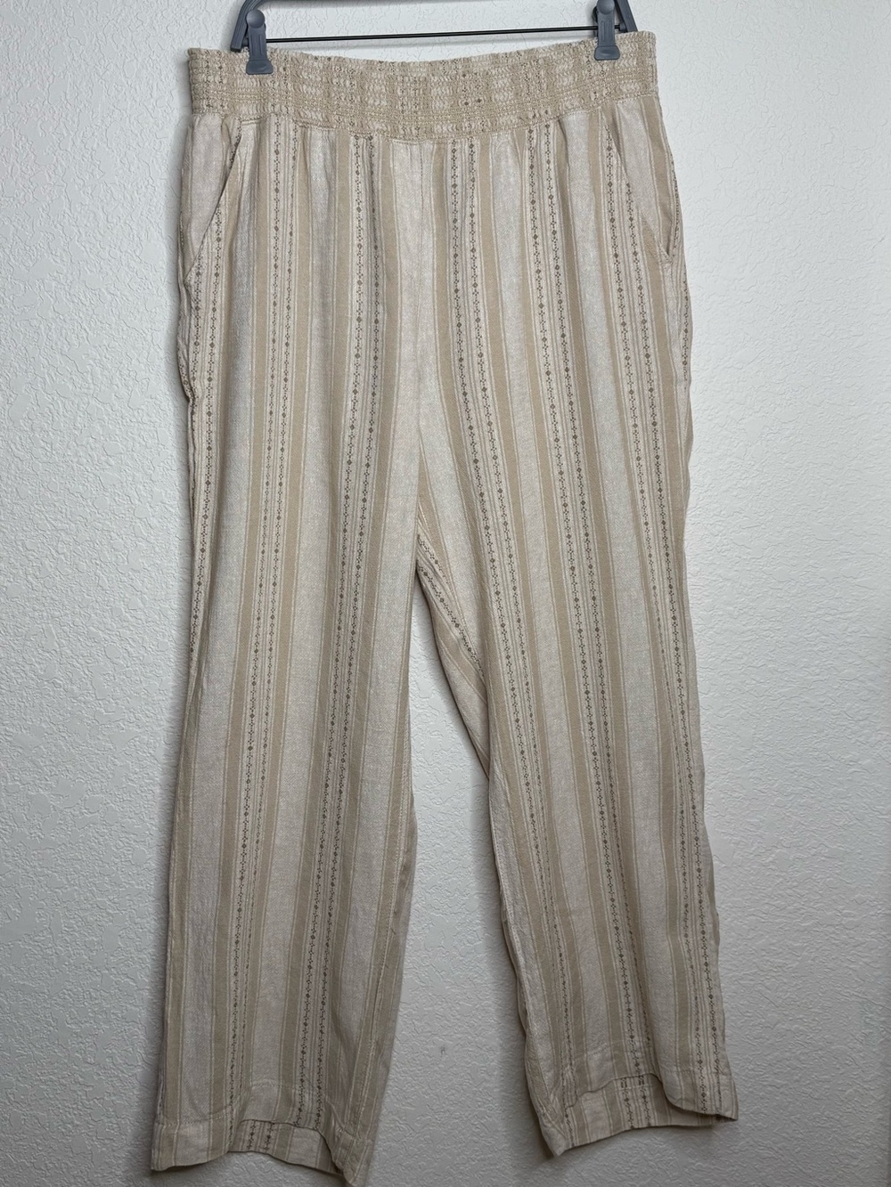 Briggs Linen Blend Wide Leg Pull-On Pants | XL | Neutral Stripe